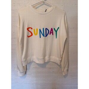 Fun Colorful "Sunday" Sweatshirt by Sunday Stevens NWT Small